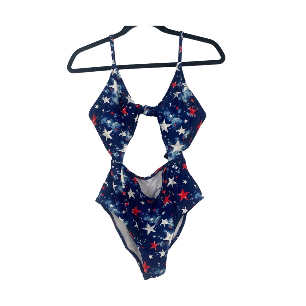 MACYS California Waves Junior's Red,White,Blue Size M 1pc monokini Swimsuit NWT